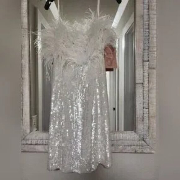 Audrey Adele Adelaide Feather & Sequin Mini Dress - Picture 6 of 10